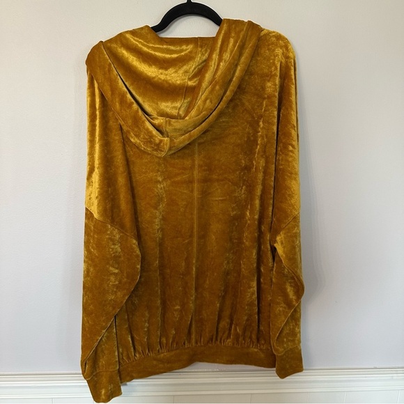 Free People Women’s Gold Slouchy Velour V-Neck Hooded Pullover Sz XS GUC - Picture 9 of 9